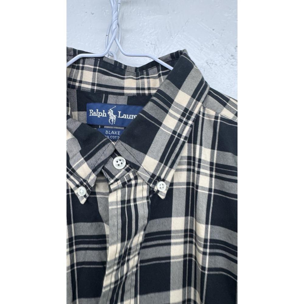 Ralph Lauren Blake Black & White Plaid Cotton Long Sleeve Button Down Men Sz M